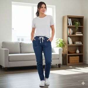 Women's Blue Jeans With Tie Waist Sixe Medium